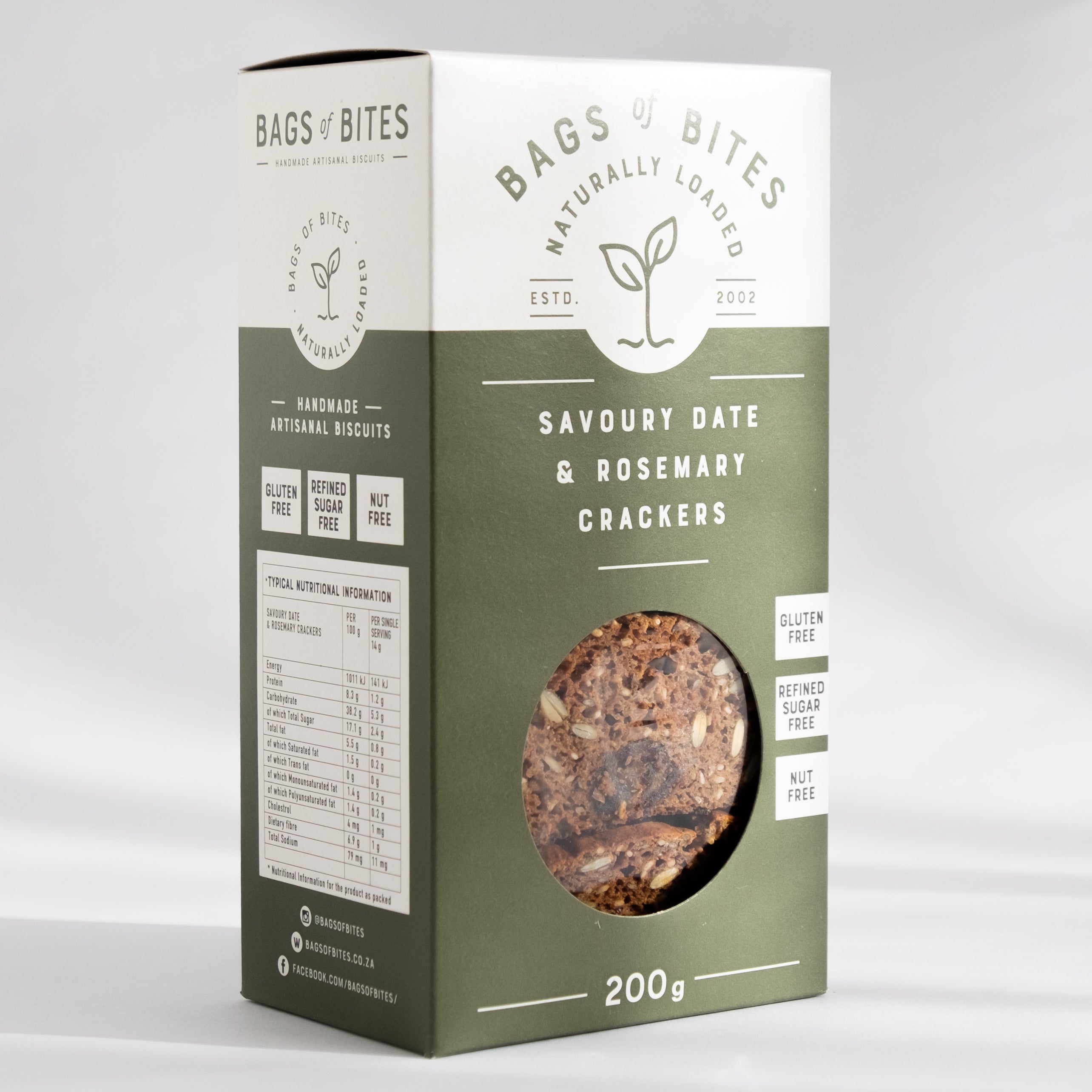 Bags of Bites Naturally Loaded Savoury Date & Rosemary Crackers