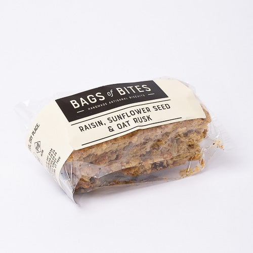 Bags of Bites Raisin, Sunflower Seed & Oat Rusk Individually Wrapped