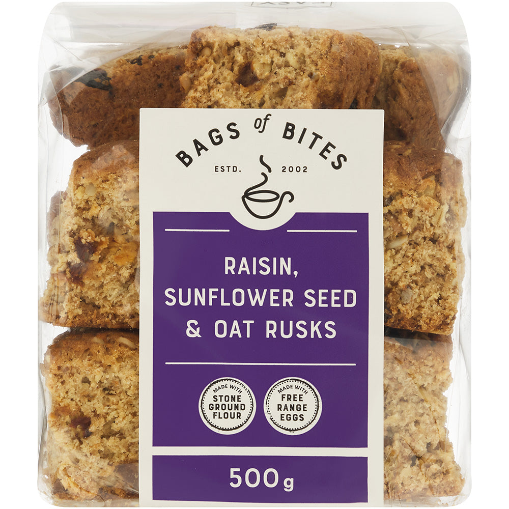 Raisin, Sunflower Seed & Oat Rusks – Bags of Bites